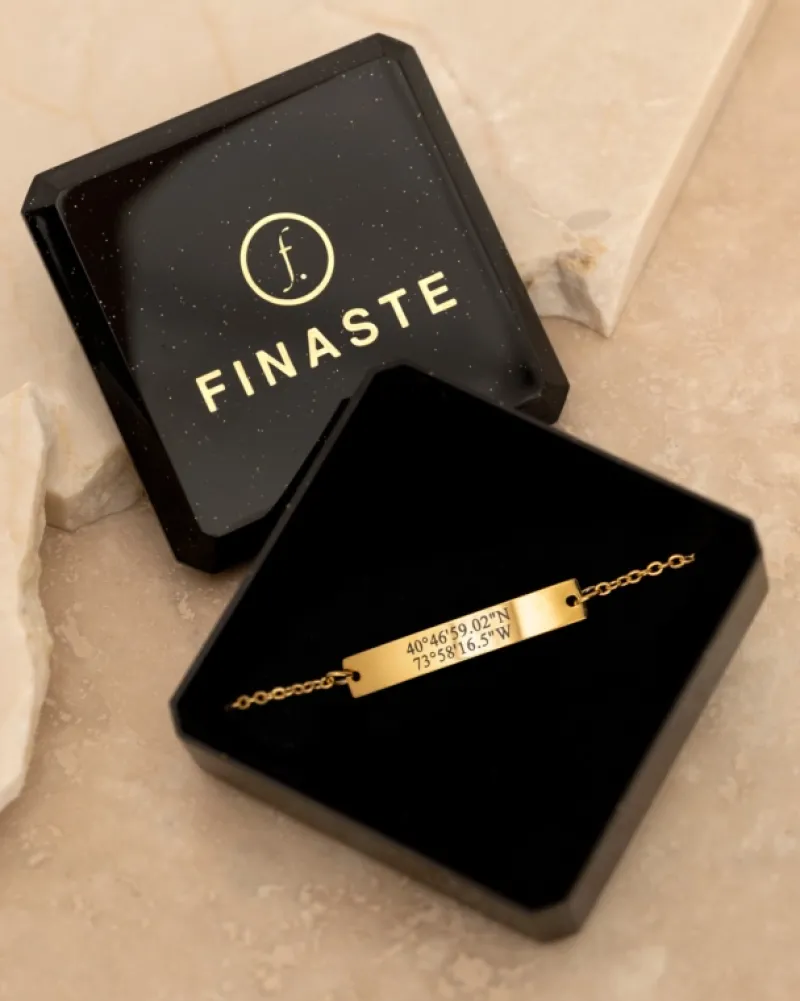 Finaste Armband met coördinaten goudkleurig New