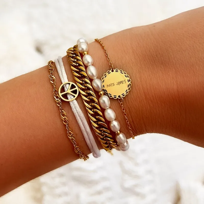 Finaste Armband met handschrift of tekening goudkleurig Outlet