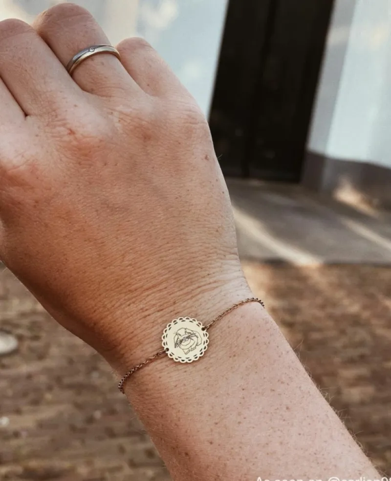 Finaste Armband met handschrift of tekening goudkleurig Outlet