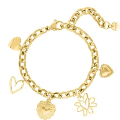 Finaste Armband met hartjes bedels goudkleurig Outlet