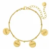 Finaste Armband met namen 4 muntjes goud kleurig Sale