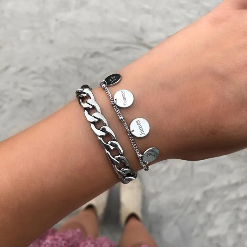 Finaste Armband met namen 4 muntjes Online
