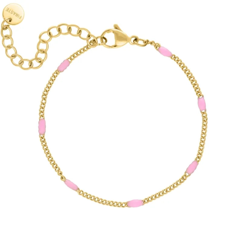 Finaste Armband Met Roze Bolletjes Goudkleurig Online