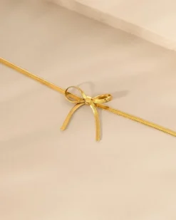 Finaste Armband met trending strikje kleur goud Fashion