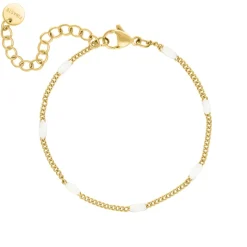 Finaste Armband Met Witte Bolletjes Goudkleurig Discount