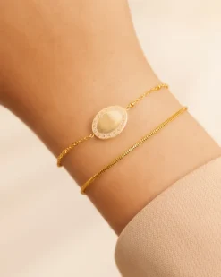 Finaste Armband mini snake chain goudkleurig Sale