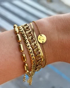 Finaste Armband platte chain goud kleurig Outlet