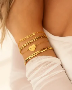 Finaste Armband platte chain goud kleurig Outlet