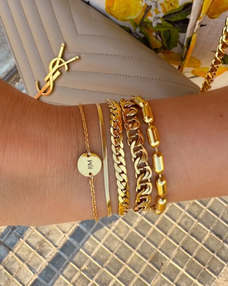 Finaste Armband platte chain goud kleurig Outlet