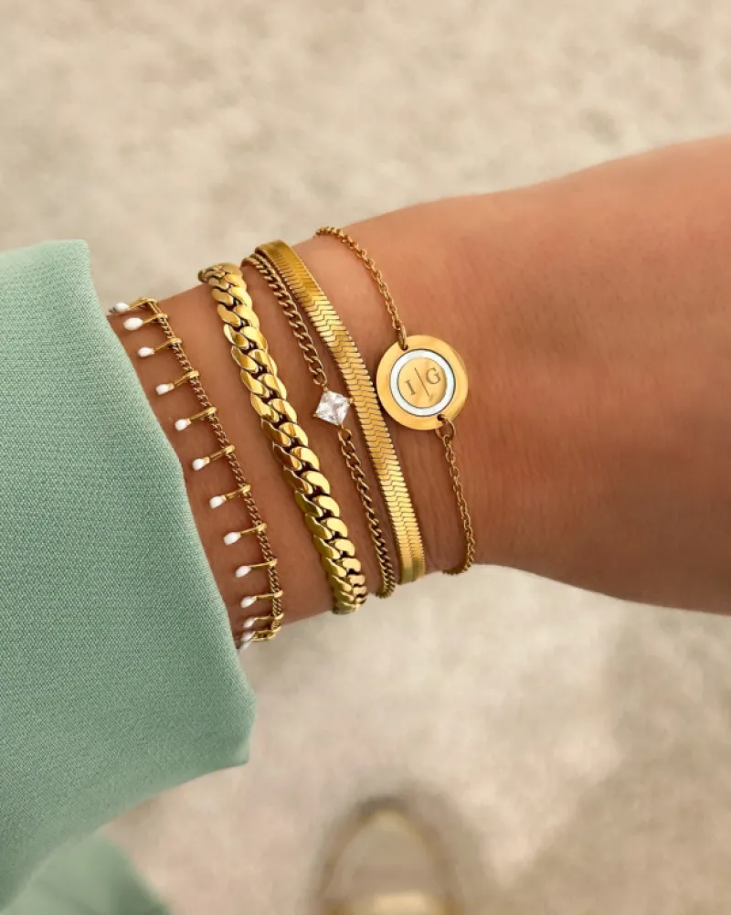 Finaste Armband platte chain goud kleurig Outlet