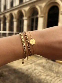 Finaste Armband platte chain goud kleurig Outlet
