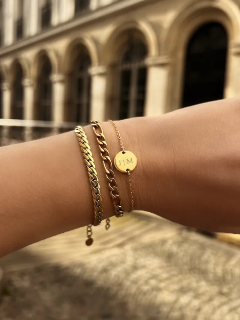 Finaste Armband platte chain goud kleurig Outlet