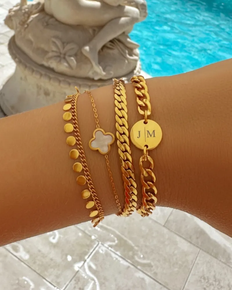 Finaste Armband platte chain goud kleurig Outlet