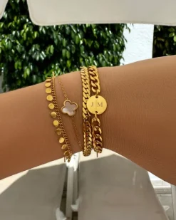 Finaste Armband platte chain goud kleurig Outlet