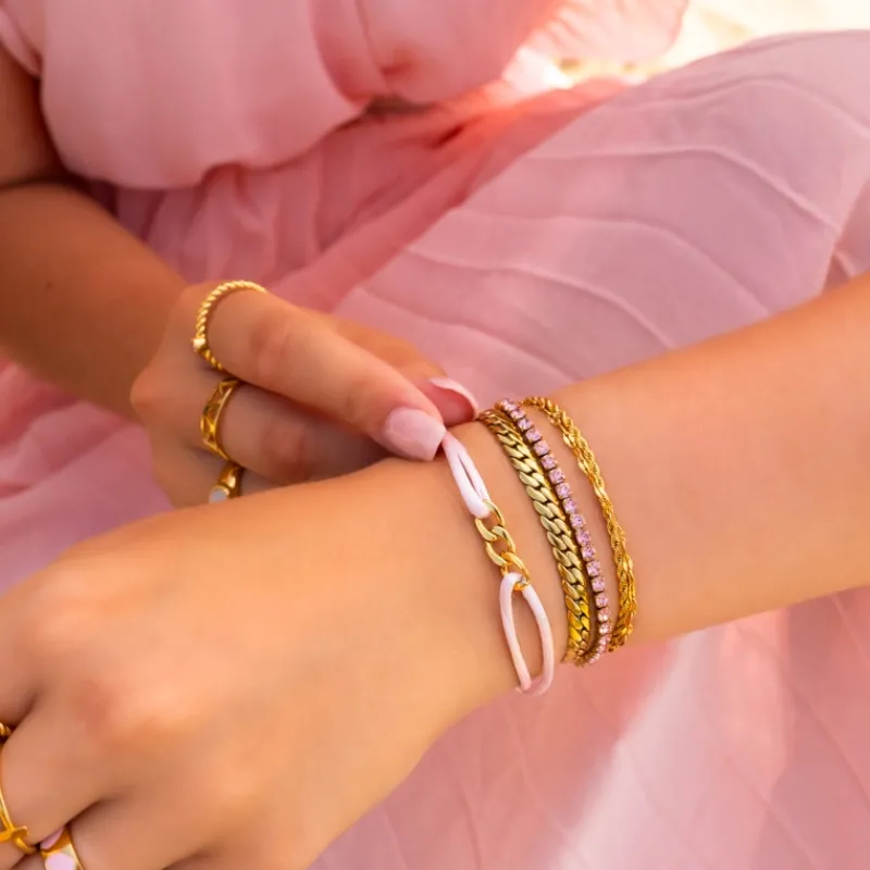 Finaste Armband platte chain goud kleurig Outlet