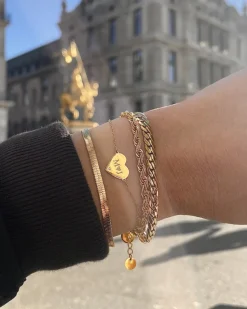 Finaste Armband platte chain goud kleurig Outlet