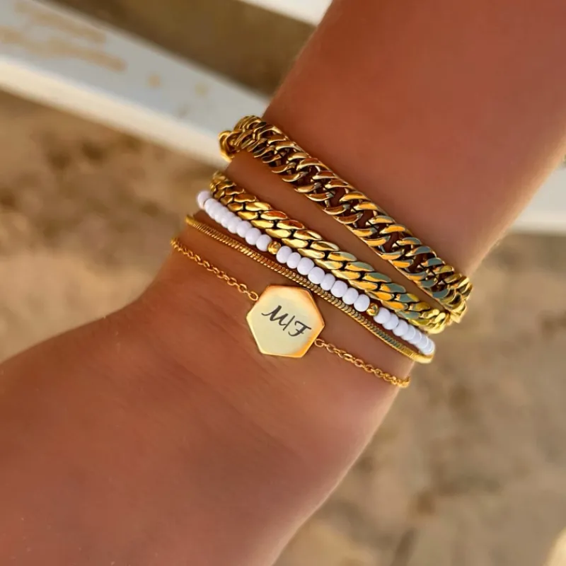 Finaste Armband platte chain goud kleurig Outlet