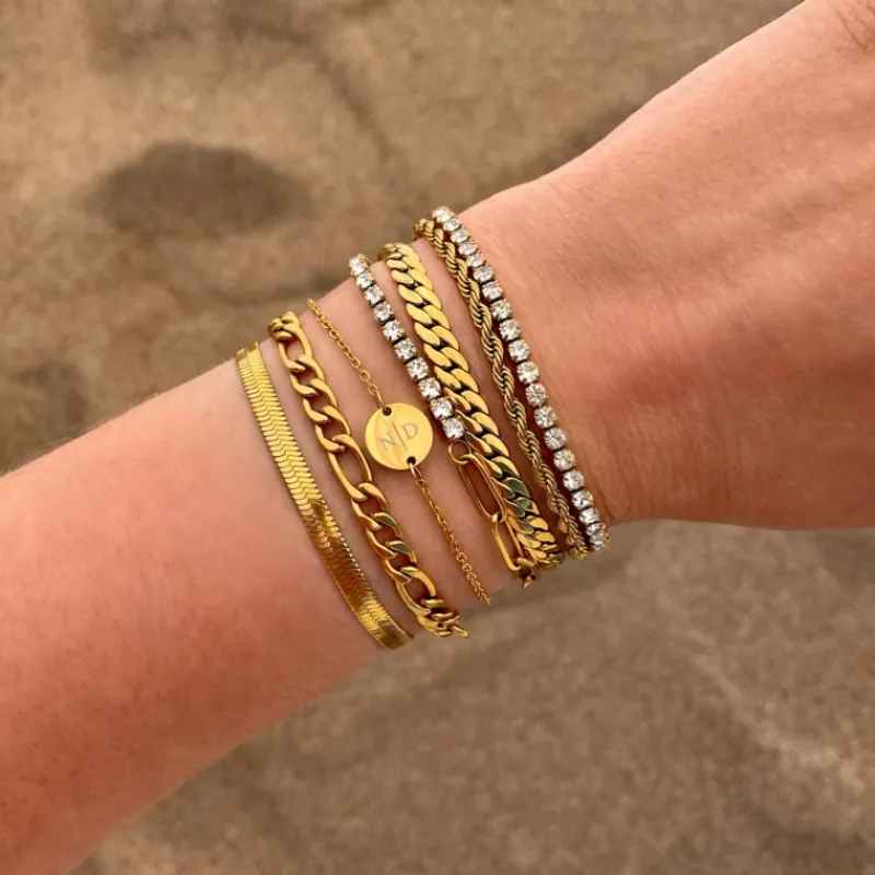 Finaste Armband platte chain goud kleurig Outlet