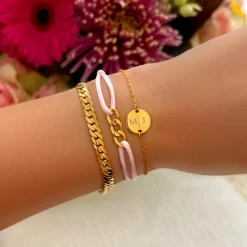 Finaste Armband platte chain goud kleurig Outlet