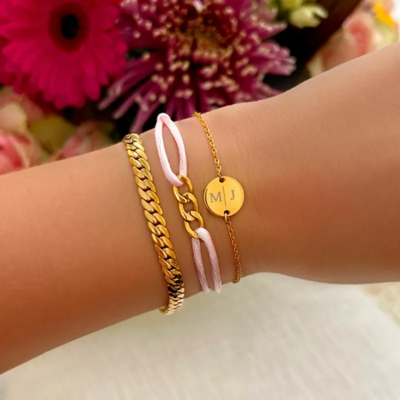 Finaste Armband platte chain goud kleurig Outlet