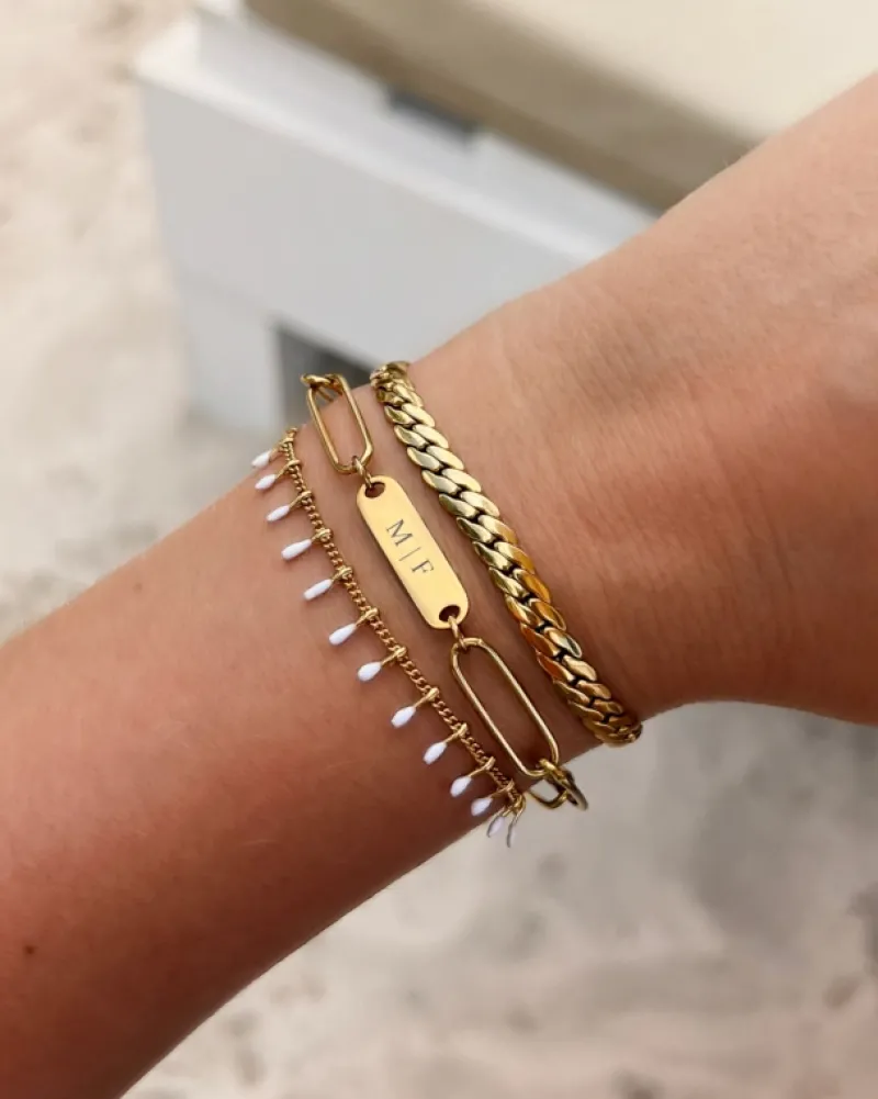 Finaste Armband platte chain goud kleurig Outlet