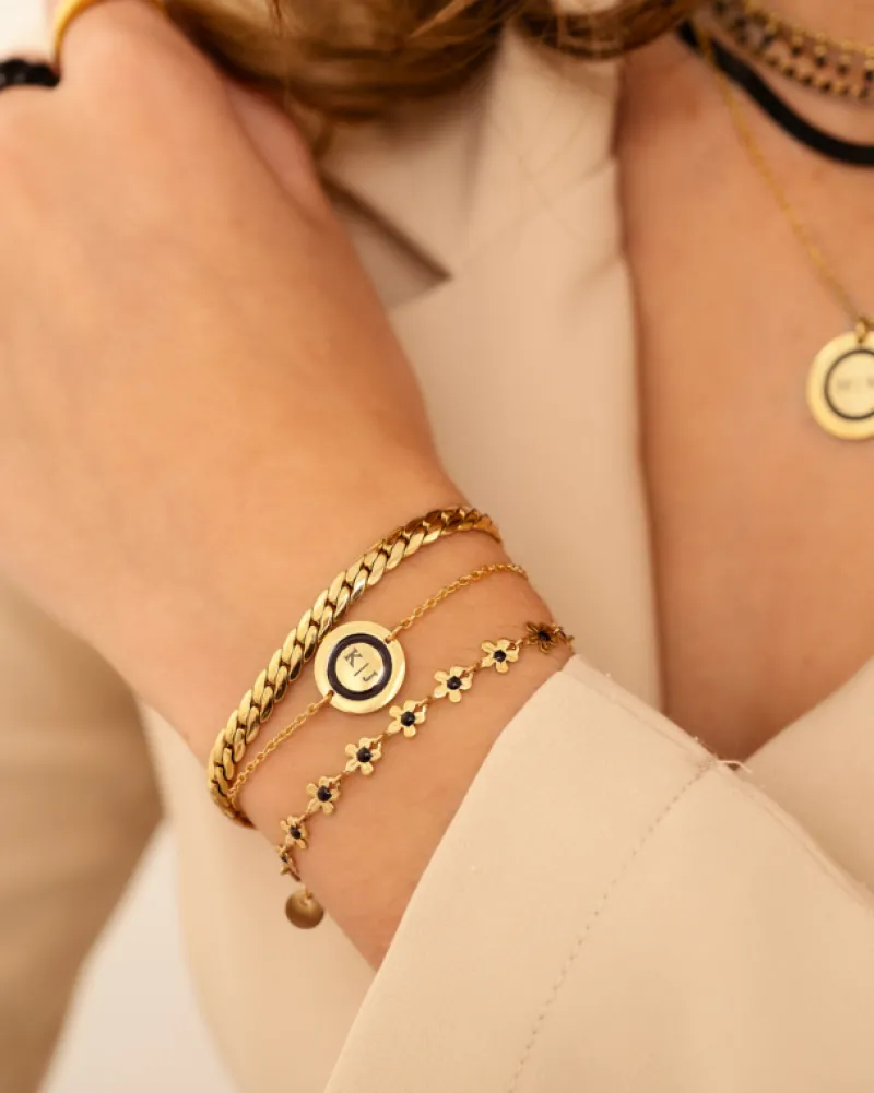 Finaste Armband platte chain goud kleurig Outlet