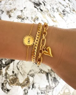 Finaste Armband platte chain goud kleurig Outlet