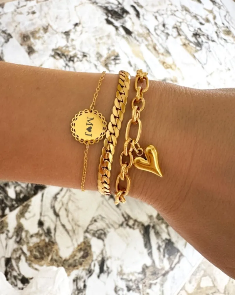 Finaste Armband platte chain goud kleurig Outlet
