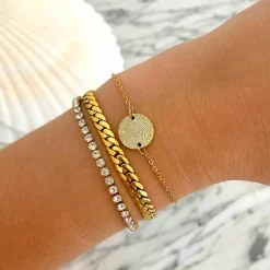 Finaste Armband platte chain goud kleurig Outlet