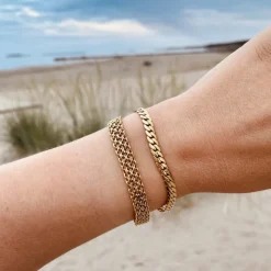 Finaste Armband platte chain goud kleurig Outlet