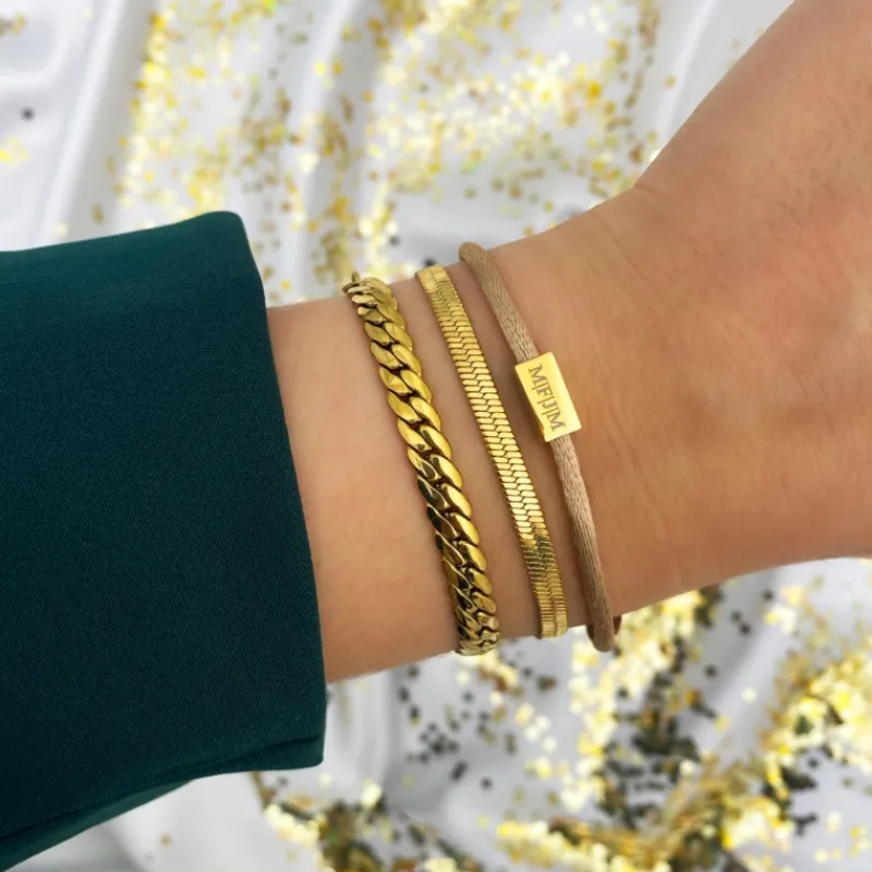 Finaste Armband platte chain goud kleurig Outlet