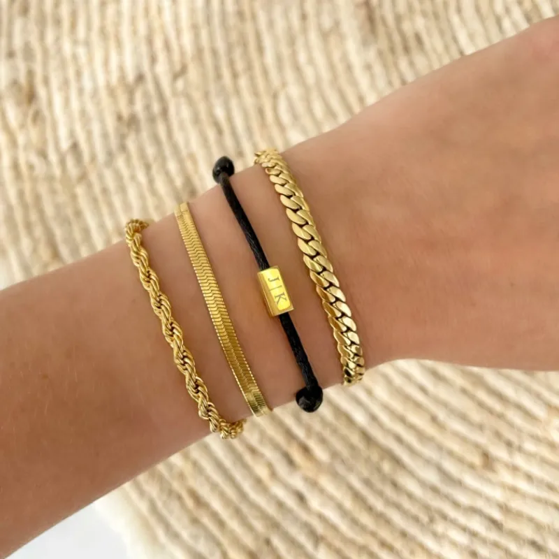 Finaste Armband platte chain goud kleurig Outlet