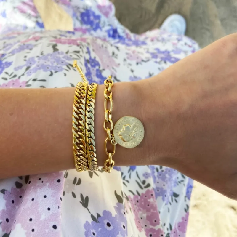 Finaste Armband platte chain goud kleurig Outlet