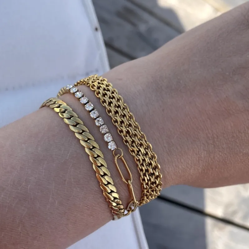 Finaste Armband platte chain goud kleurig Outlet