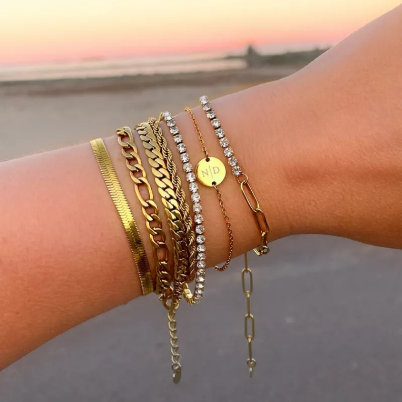 Finaste Armband platte chain goud kleurig Outlet