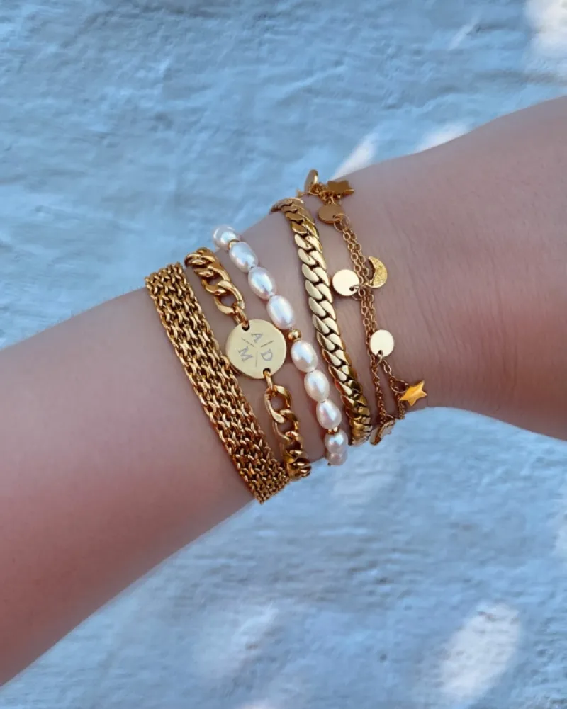 Finaste Armband platte chain goud kleurig Outlet