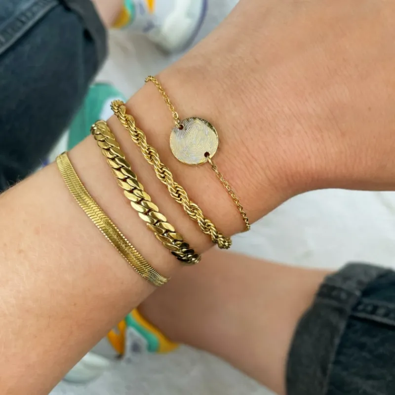 Finaste Armband platte chain goud kleurig Outlet
