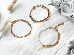 Finaste Armband platte chain goud kleurig Outlet