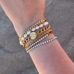 Finaste Armband platte chain goud kleurig Outlet