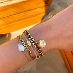 Finaste Armband platte chain goud kleurig Outlet