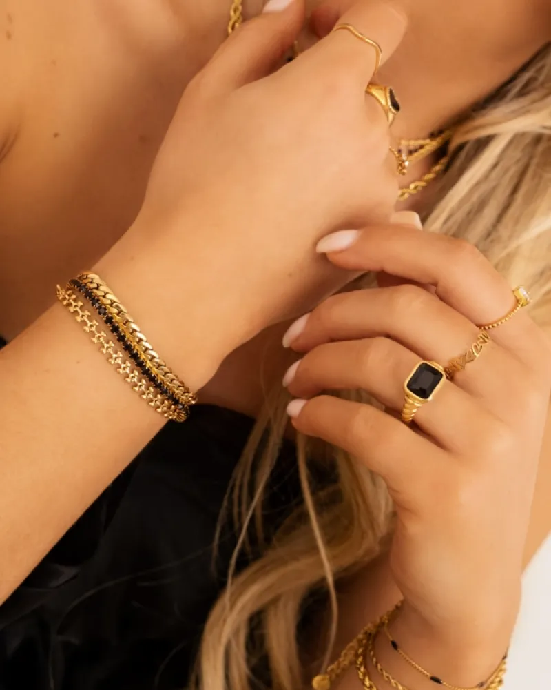 Finaste Armband platte chain goud kleurig Outlet