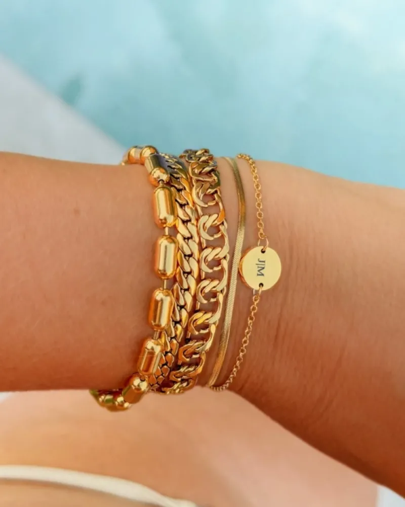 Finaste Armband platte chain goud kleurig Outlet