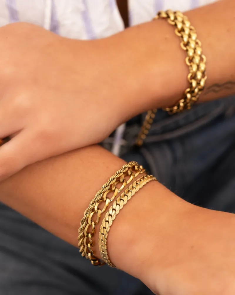 Finaste Armband platte chain vintage goudkleurig Best