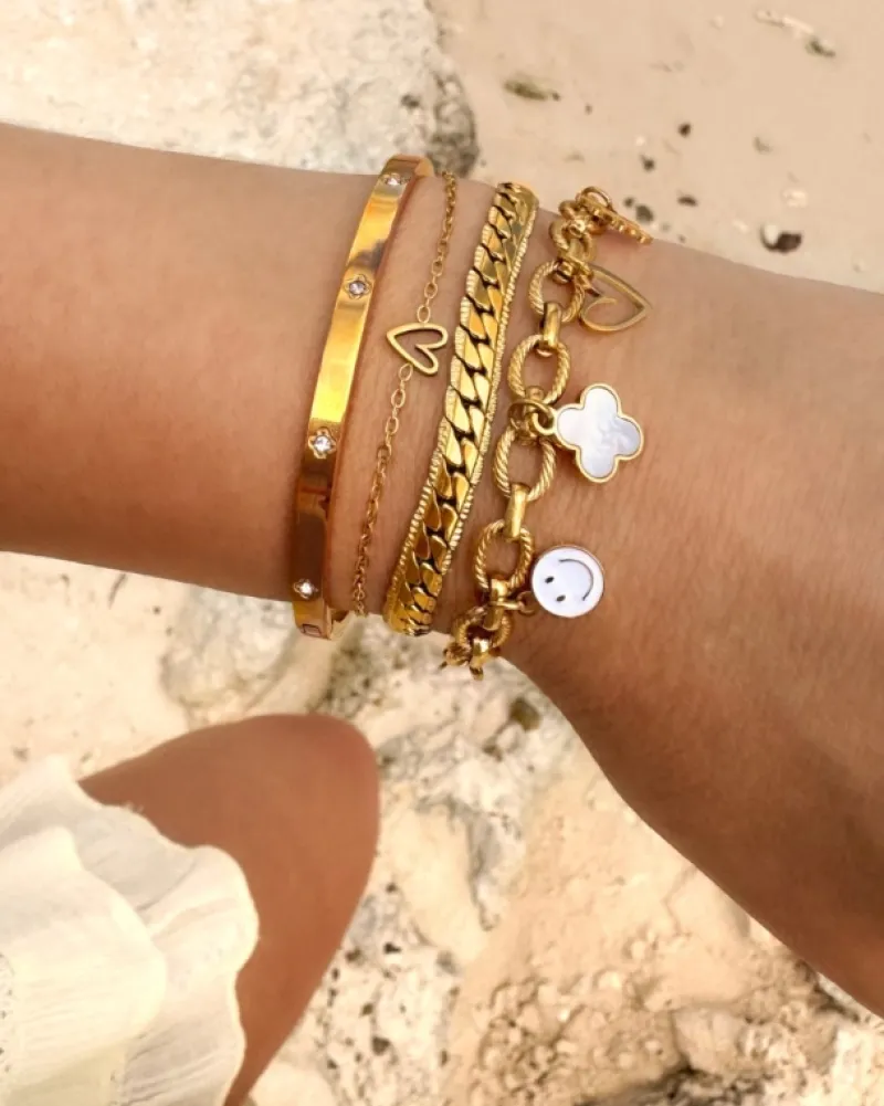 Finaste Armband platte chain vintage goudkleurig Best