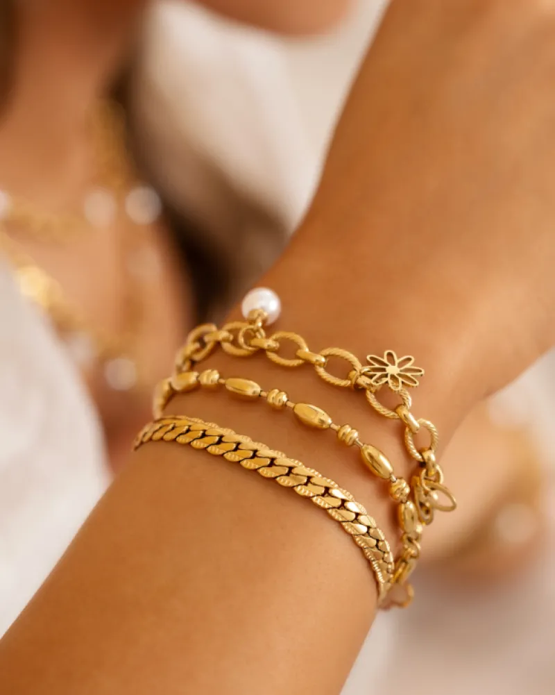 Finaste Armband platte chain vintage goudkleurig Best