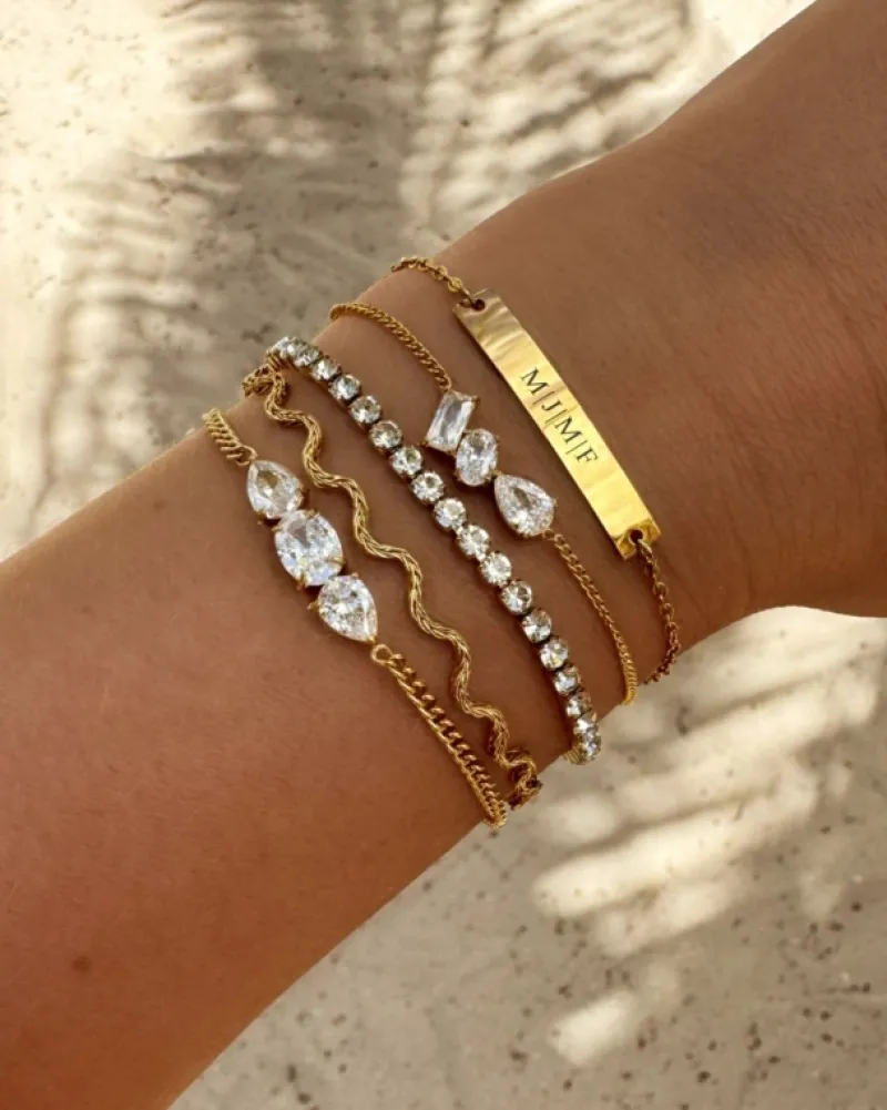 Finaste Armband triple crystals goldplated Best