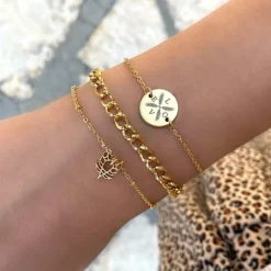 Finaste Armband vier letters Goud Kleurig Best