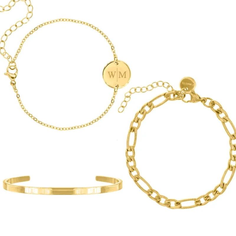 Finaste Armbanden Set Graveerbaar Goud Kleurig Sale