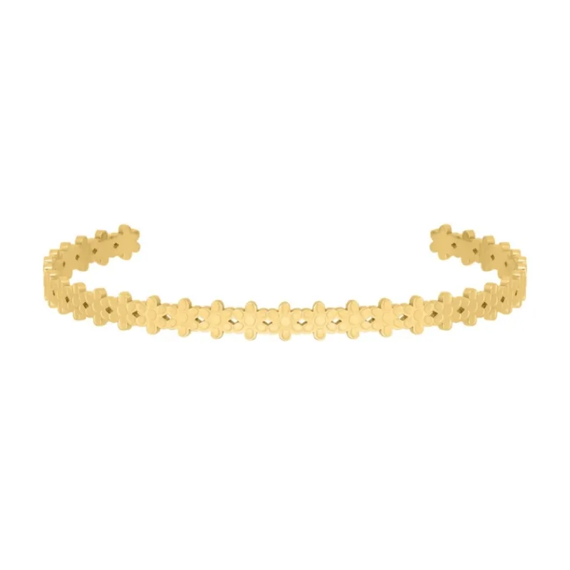 Finaste Bangle met bloemetjes goudkleurig Sale