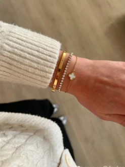 Finaste Bangle met steentjes goudkleurig Clearance